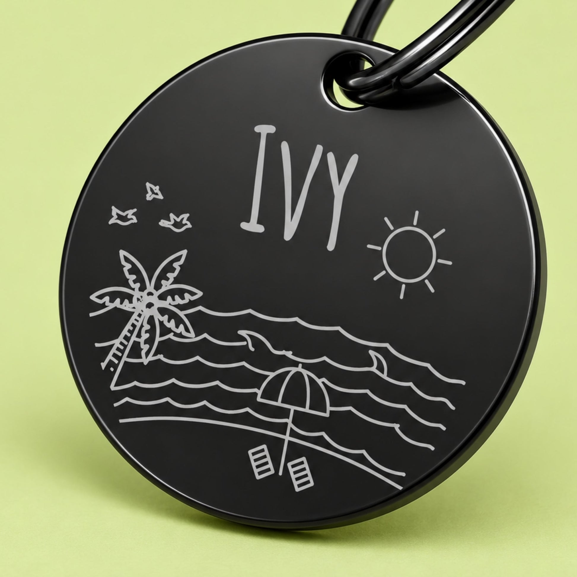 Florida Sunshine Engraved Dog Tag Circle Black