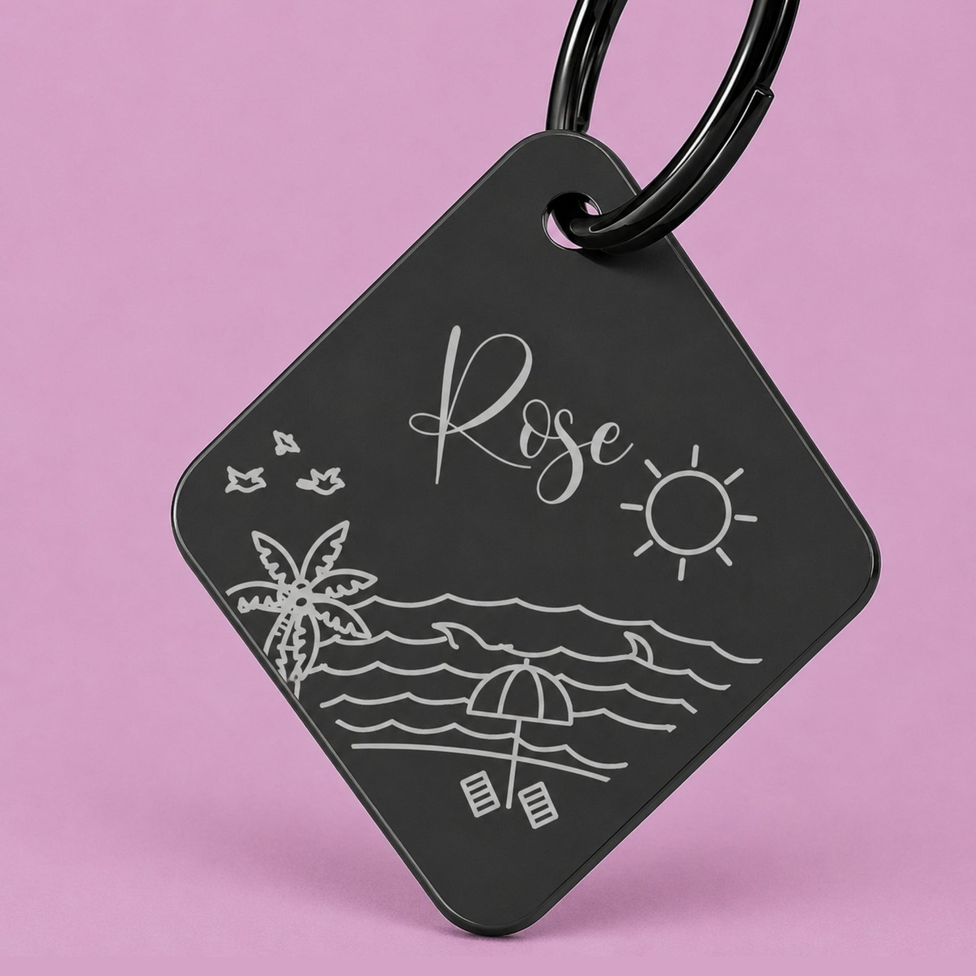 Florida Sunshine Engraved Dog Tag Diamond Black