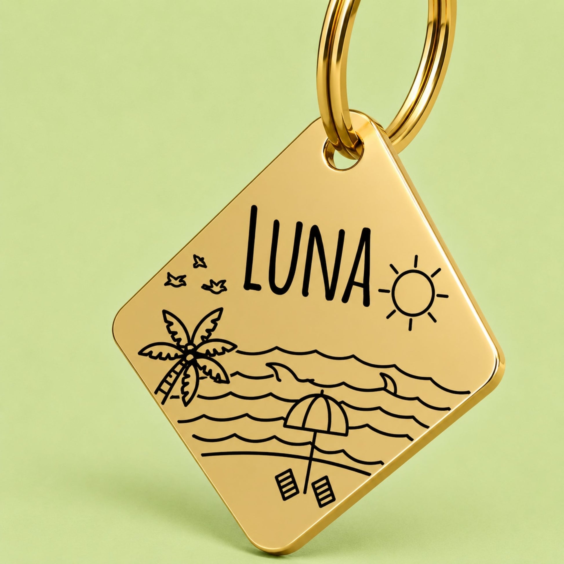 Florida Sunshine Engraved Dog Tag Diamond Gold