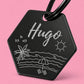 Florida Sunshine Engraved Dog Tag Hexagon Black