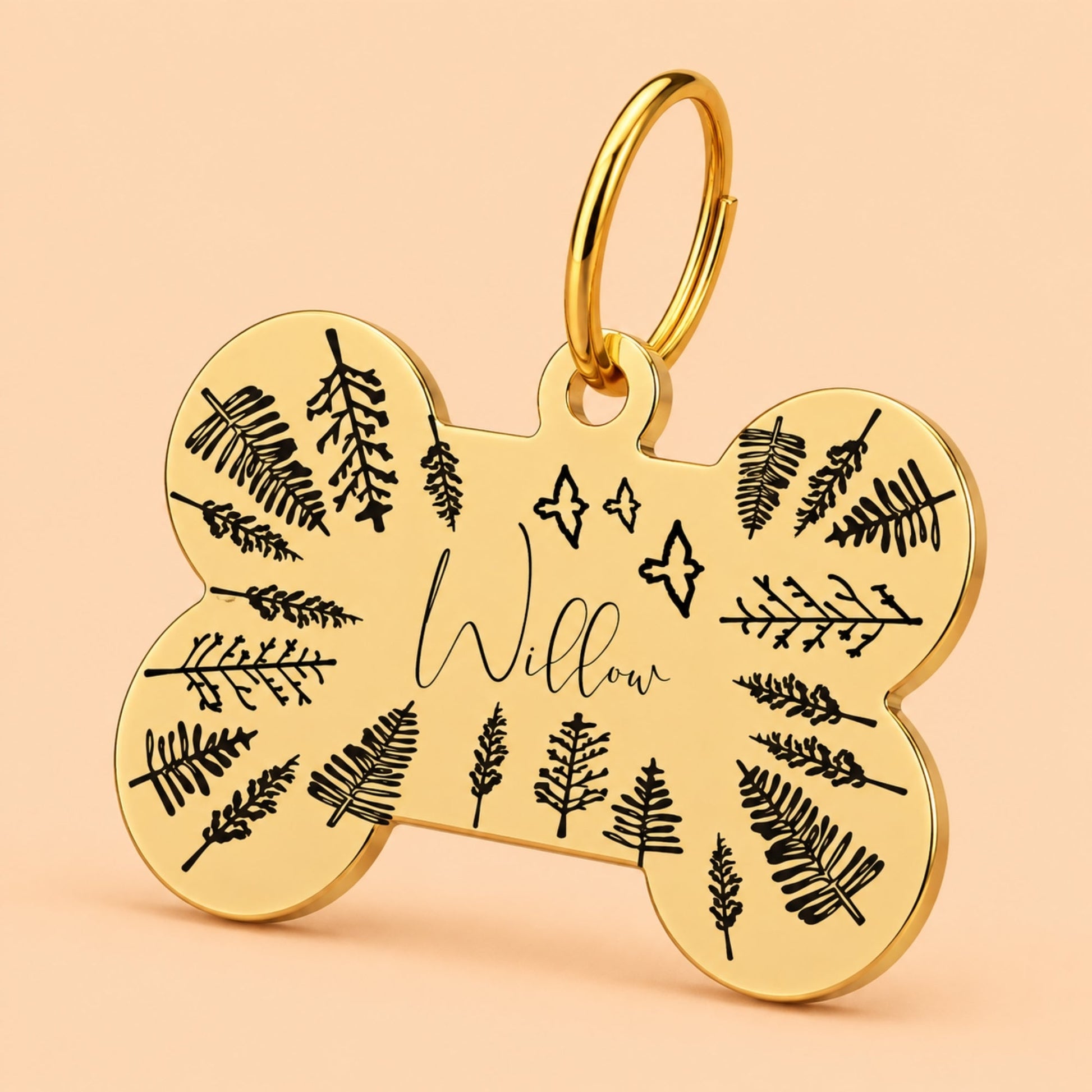 Fly High Engraved Dog Tag Bone Gold