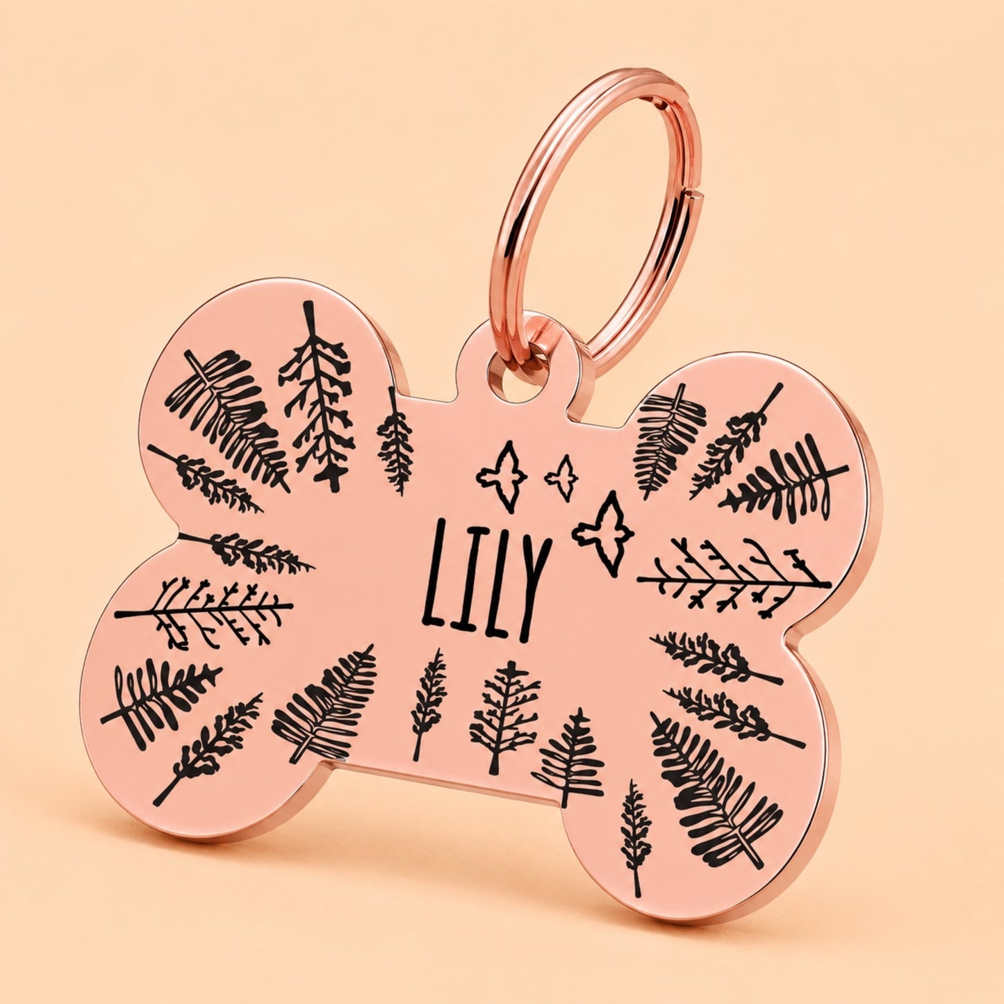Fly High Engraved Dog Tag Bone Rose