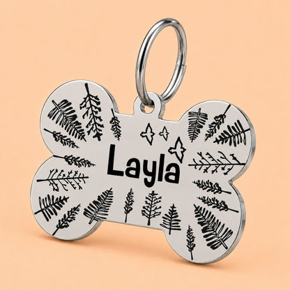 Fly High Engraved Dog Tag Bone Silver
