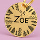 Fly High Engraved Dog Tag Circle Gold