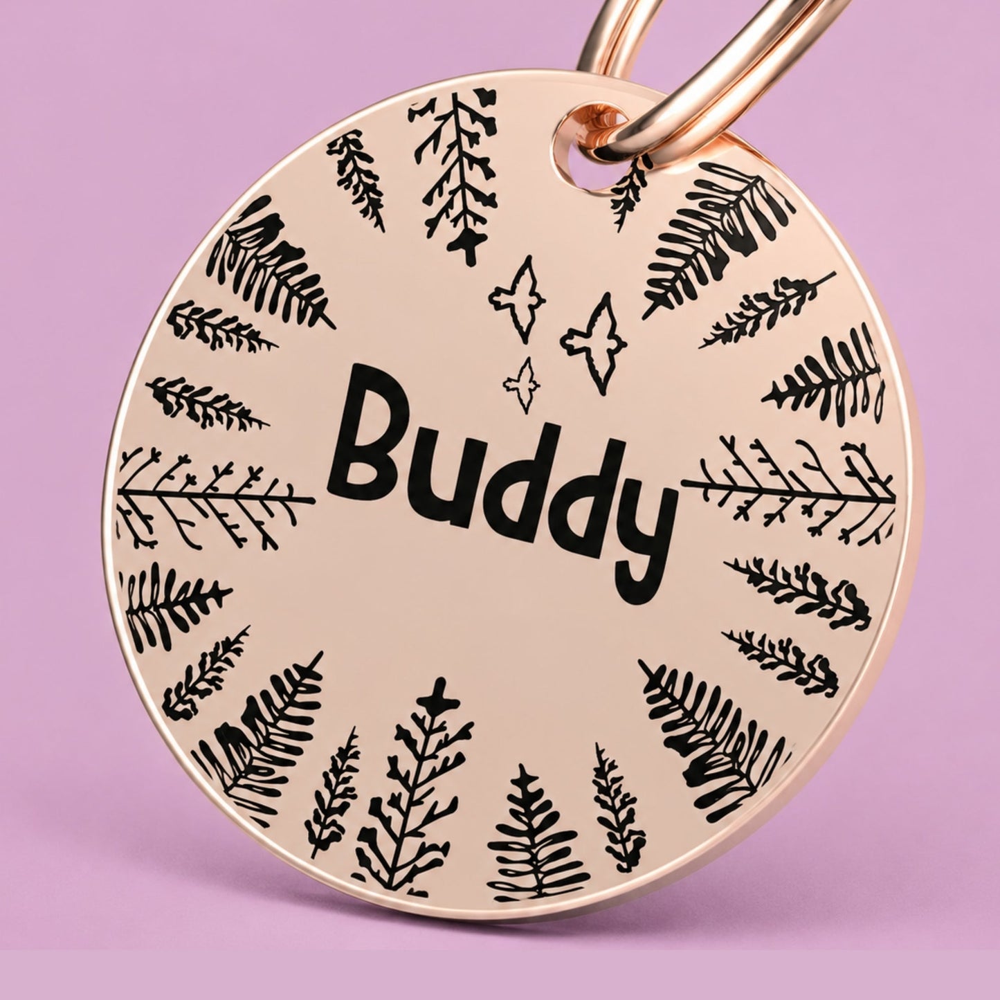 Fly High Engraved Dog Tag Circle Rose