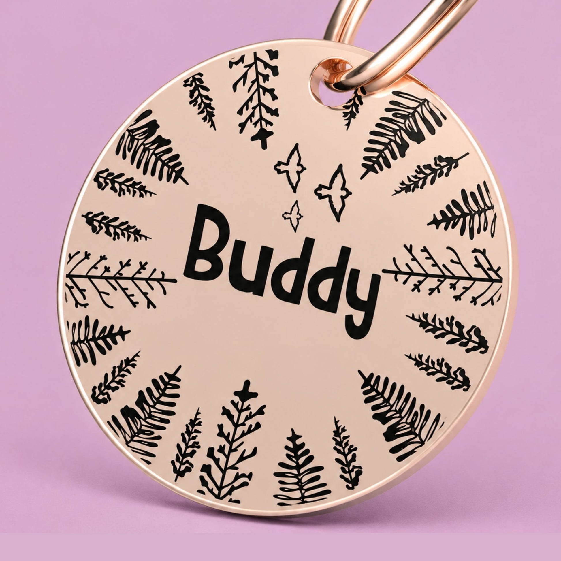 Fly High Engraved Dog Tag Circle Rose