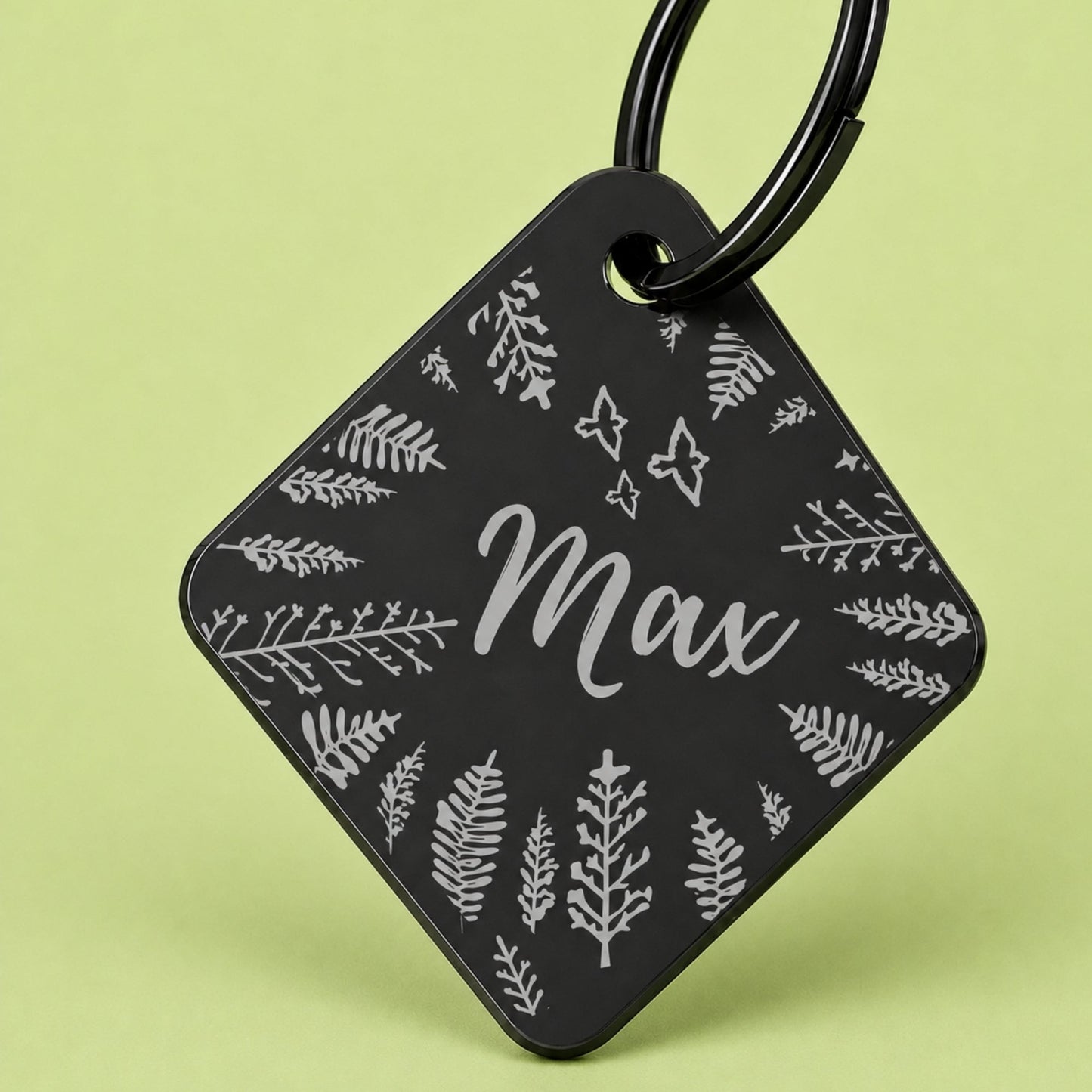 Fly High Engraved Dog Tag Diamond Black