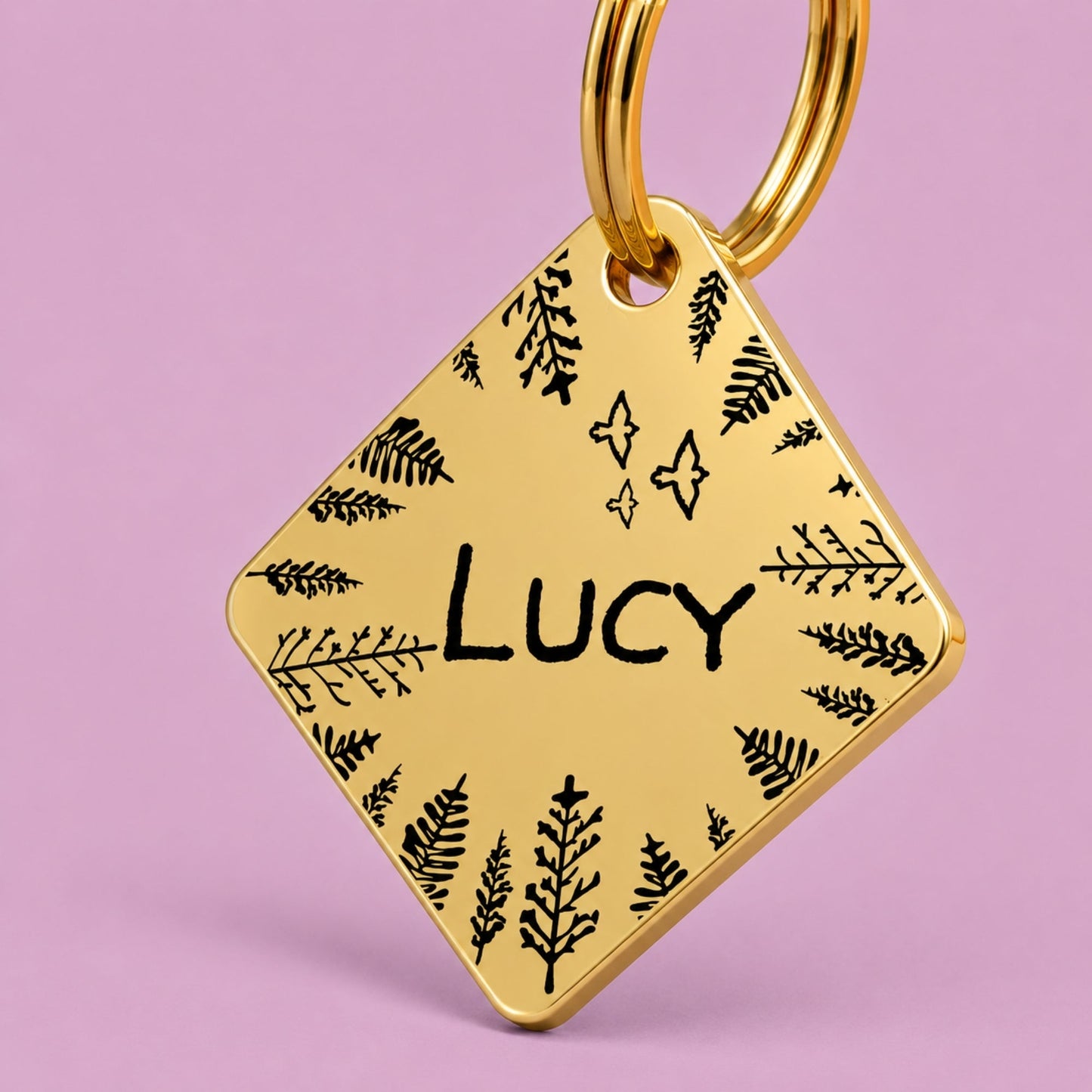 Fly High Engraved Dog Tag Diamond Gold