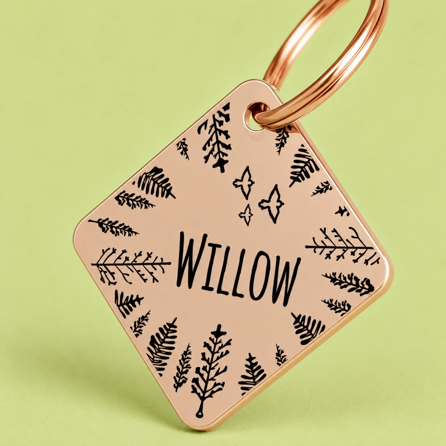 Fly High Engraved Dog Tag Diamond Rose