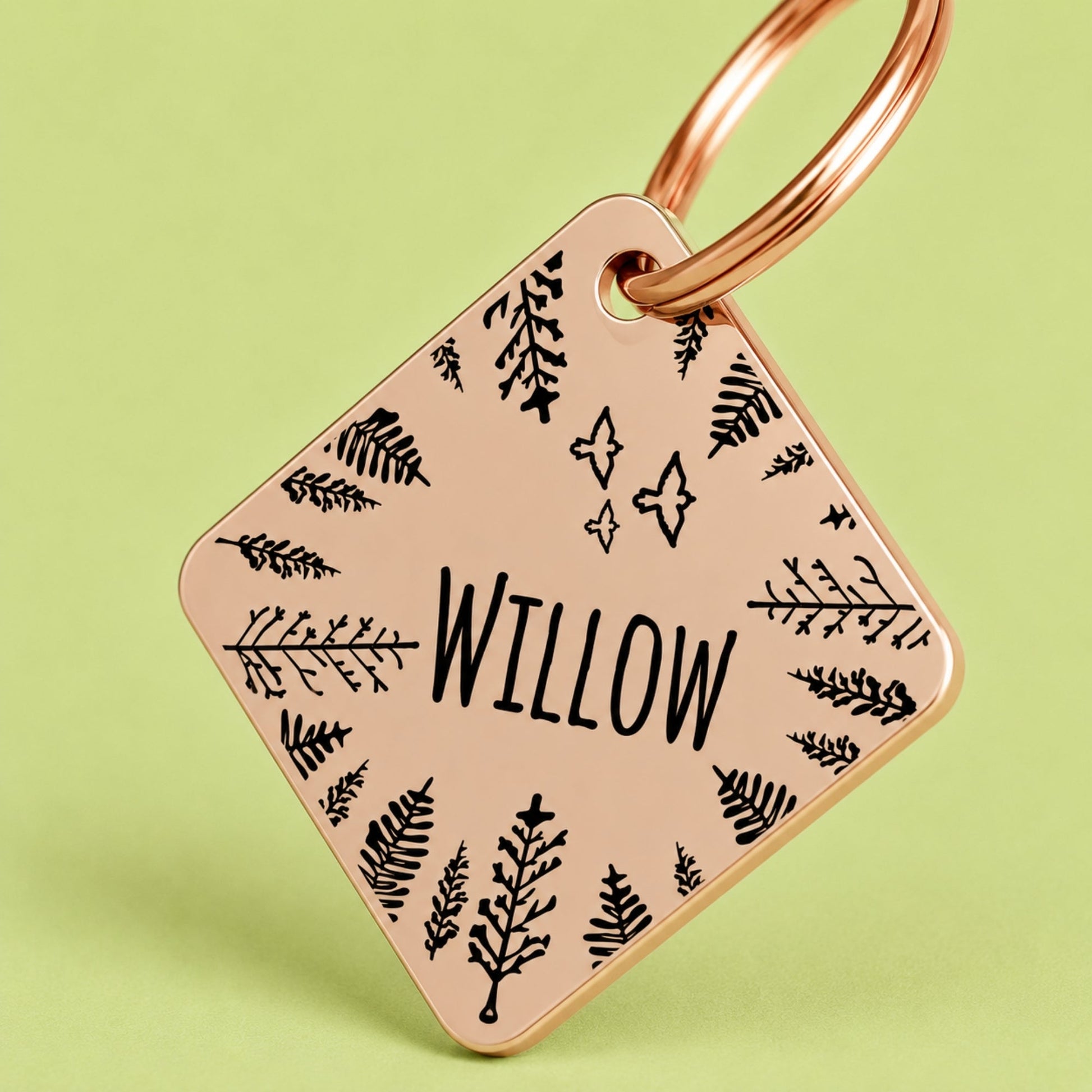 Fly High Engraved Dog Tag Diamond Rose