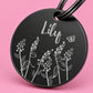 Lavender Engraved Dog Tag Circle Black