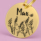Lavender Engraved Dog Tag Circle Gold
