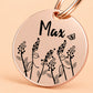 Lavender Engraved Dog Tag Circle Rose