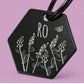 Lavender Engraved Dog Tag Hexagon Black