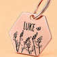 Lavender Engraved Dog Tag Hexagon Rose
