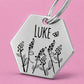 Lavender Engraved Dog Tag Hexagon Silver