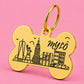 New York Engraved Dog Tag Bone Gold