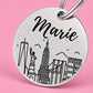 New York Engraved Dog Tag Circle Silver