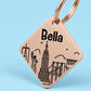 New York Engraved Dog Tag Diamond Rose