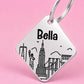 New York Engraved Dog Tag Diamond Silver