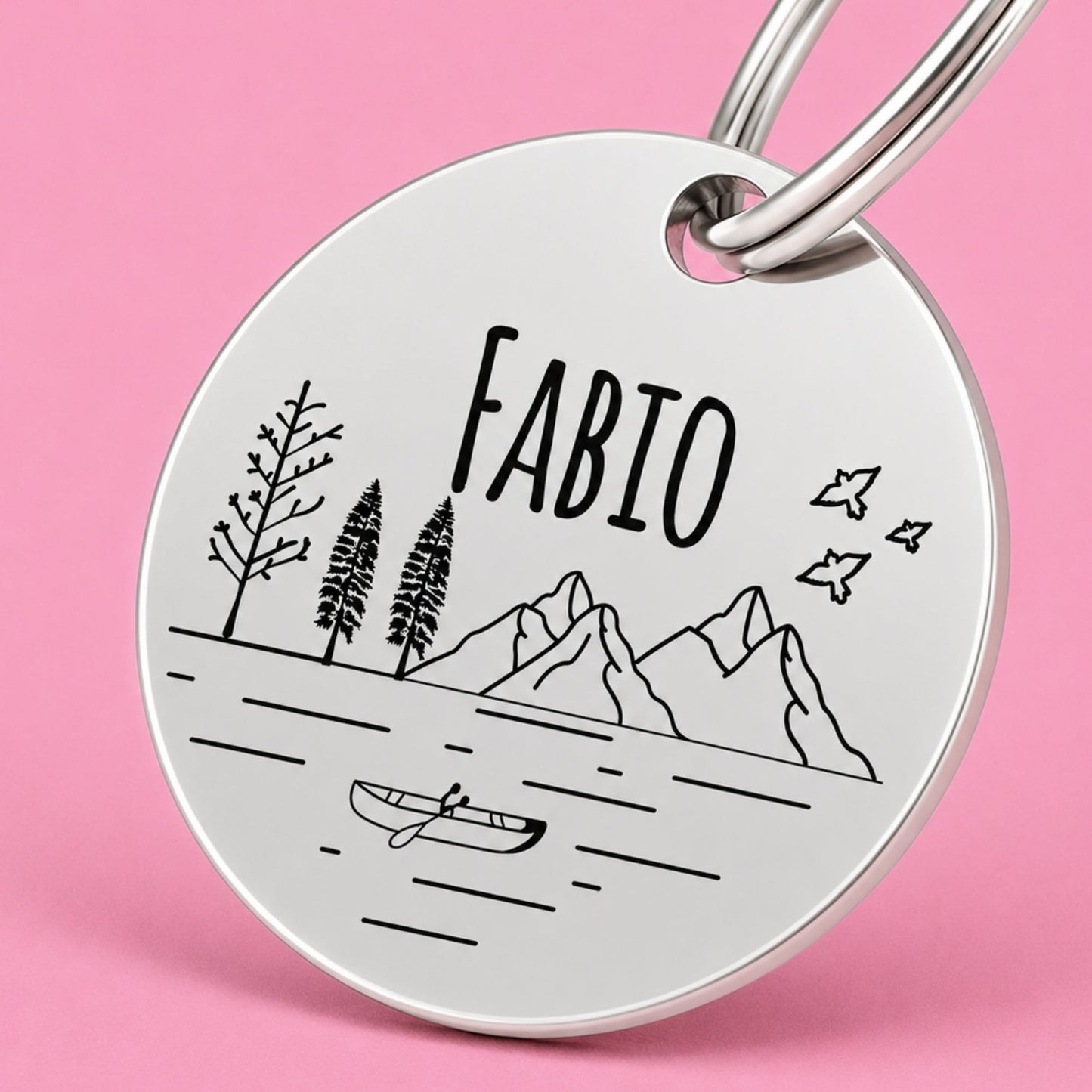 Tahoe Engraved Dog Tag Circle Silver