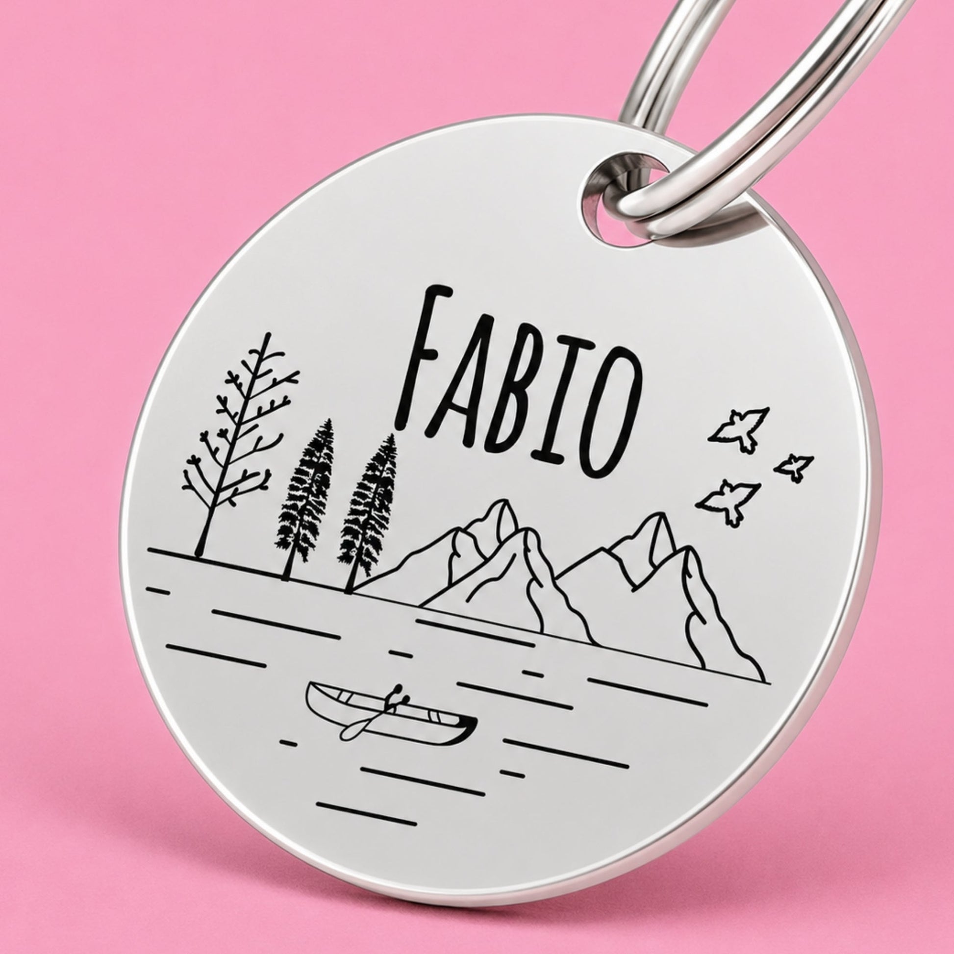 Tahoe Engraved Dog Tag Circle Silver