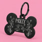Wildflower Engraved Dog Tag Bone Black