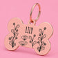 Wildflower Engraved Dog Tag Bone Rose