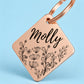 Wildflower Engraved Dog Tag Diamond Rose