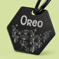Wildflower Engraved Dog Tag Hexagon Black