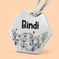 Wildflower Engraved Dog Tag Hexagon Silver