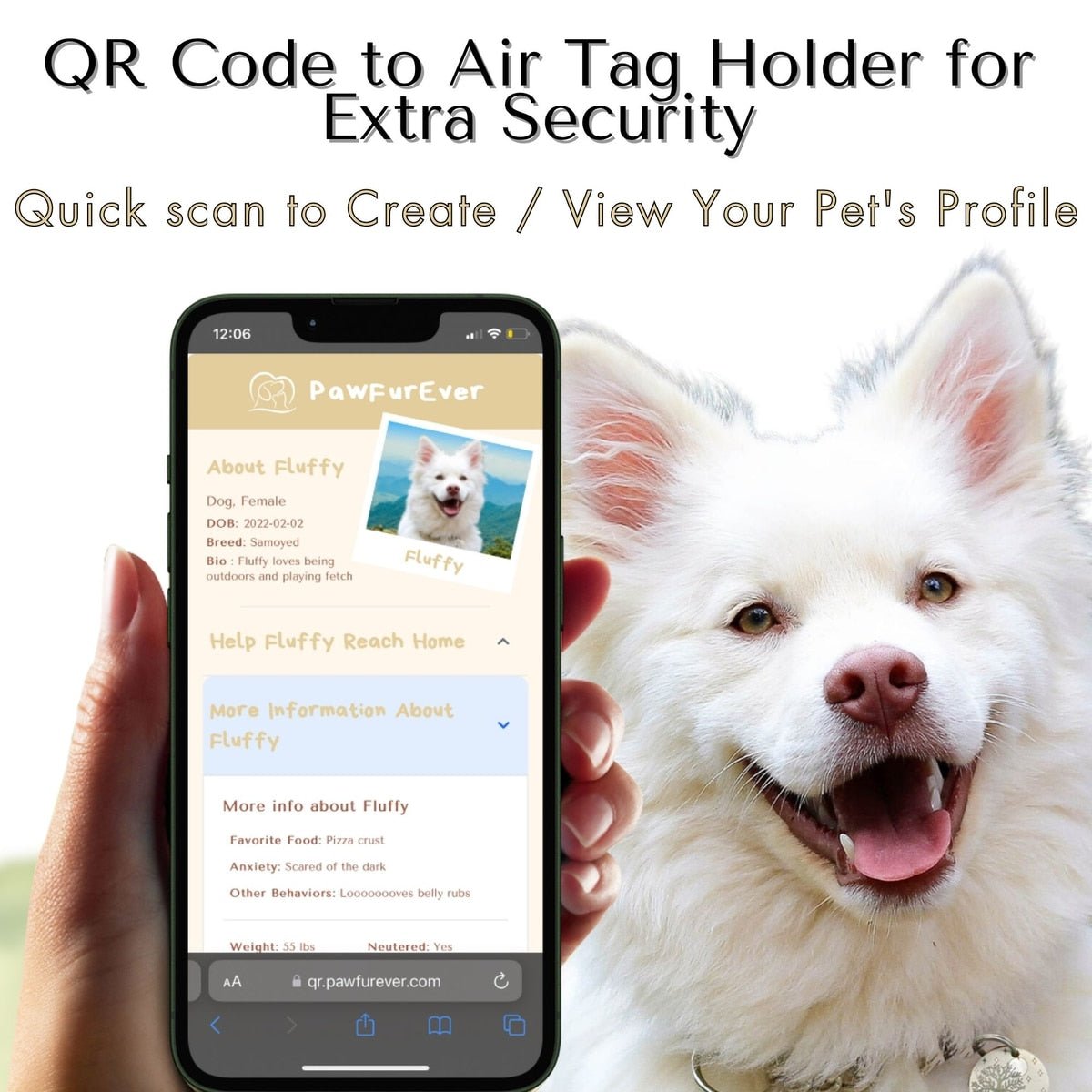 AirTag Holder - AirTag Holder with QR Code for Dogs & Cats, 1 Count
