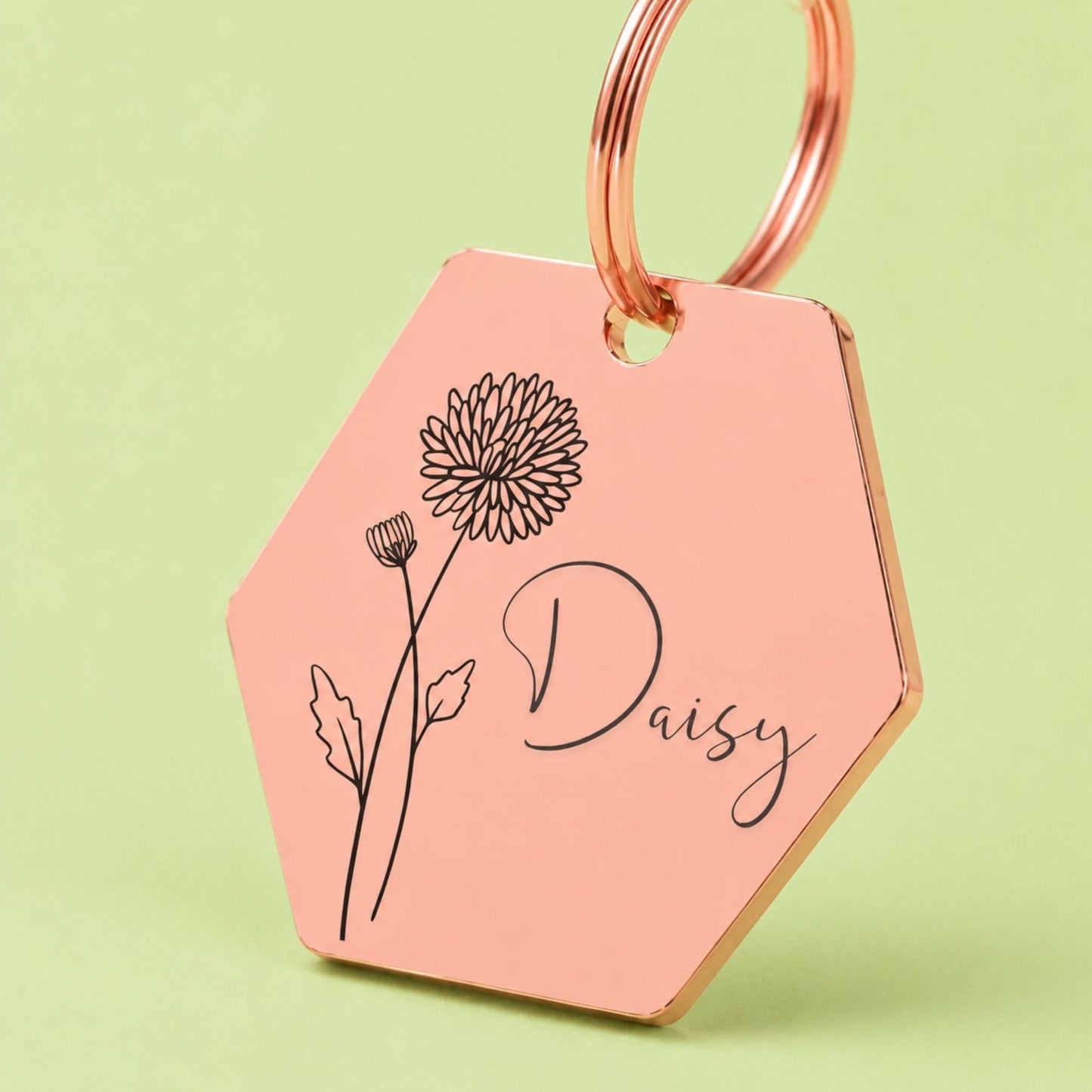 Birth Flower Dog Tag - Chrysanthemum Birth Flower Dog Tag, November