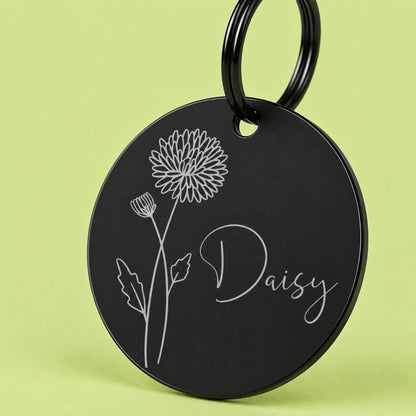Birth Flower Dog Tag - Chrysanthemum Birth Flower Dog Tag, November