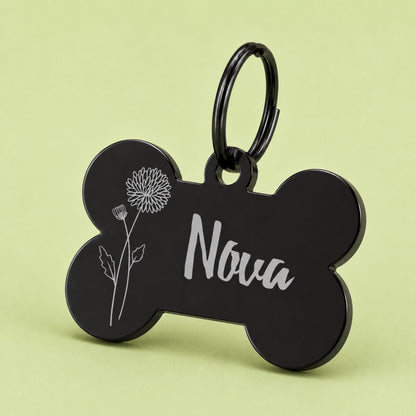 Birth Flower Dog Tag - Chrysanthemum Birth Flower Dog Tag, November