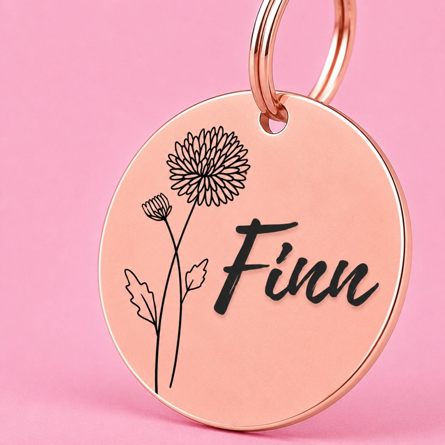 Birth Flower Dog Tag - Chrysanthemum Birth Flower Dog Tag, November