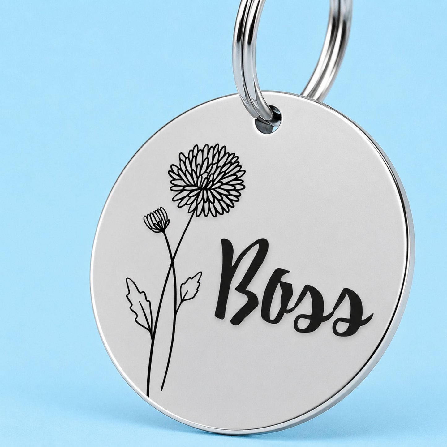 Birth Flower Dog Tag - Chrysanthemum Birth Flower Dog Tag, November