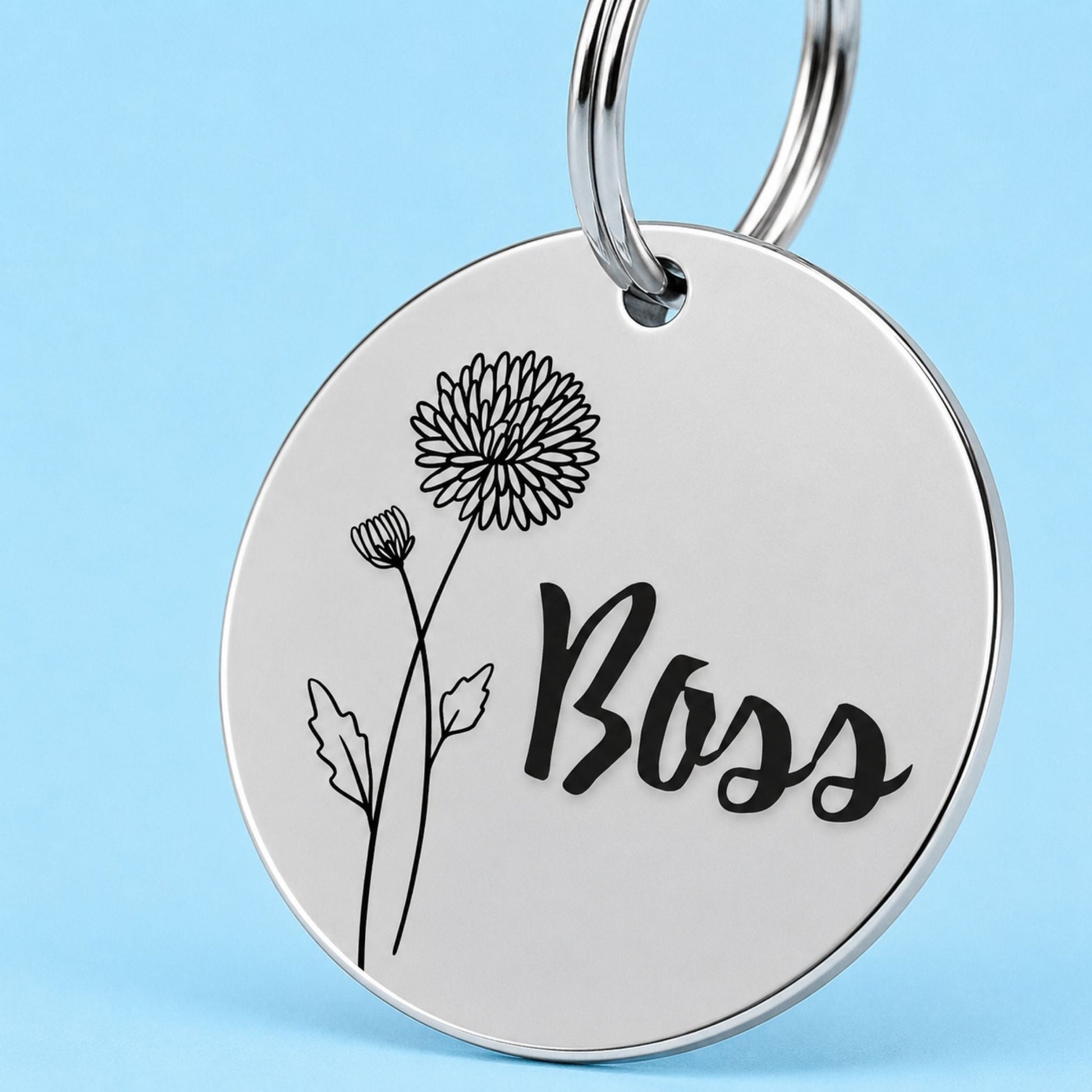 Birth Flower Dog Tag - Chrysanthemum Birth Flower Dog Tag, November