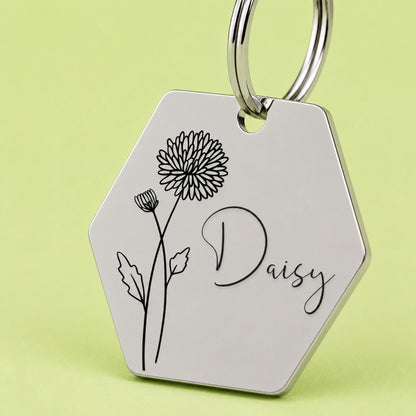 Birth Flower Dog Tag - Chrysanthemum Birth Flower Dog Tag, November