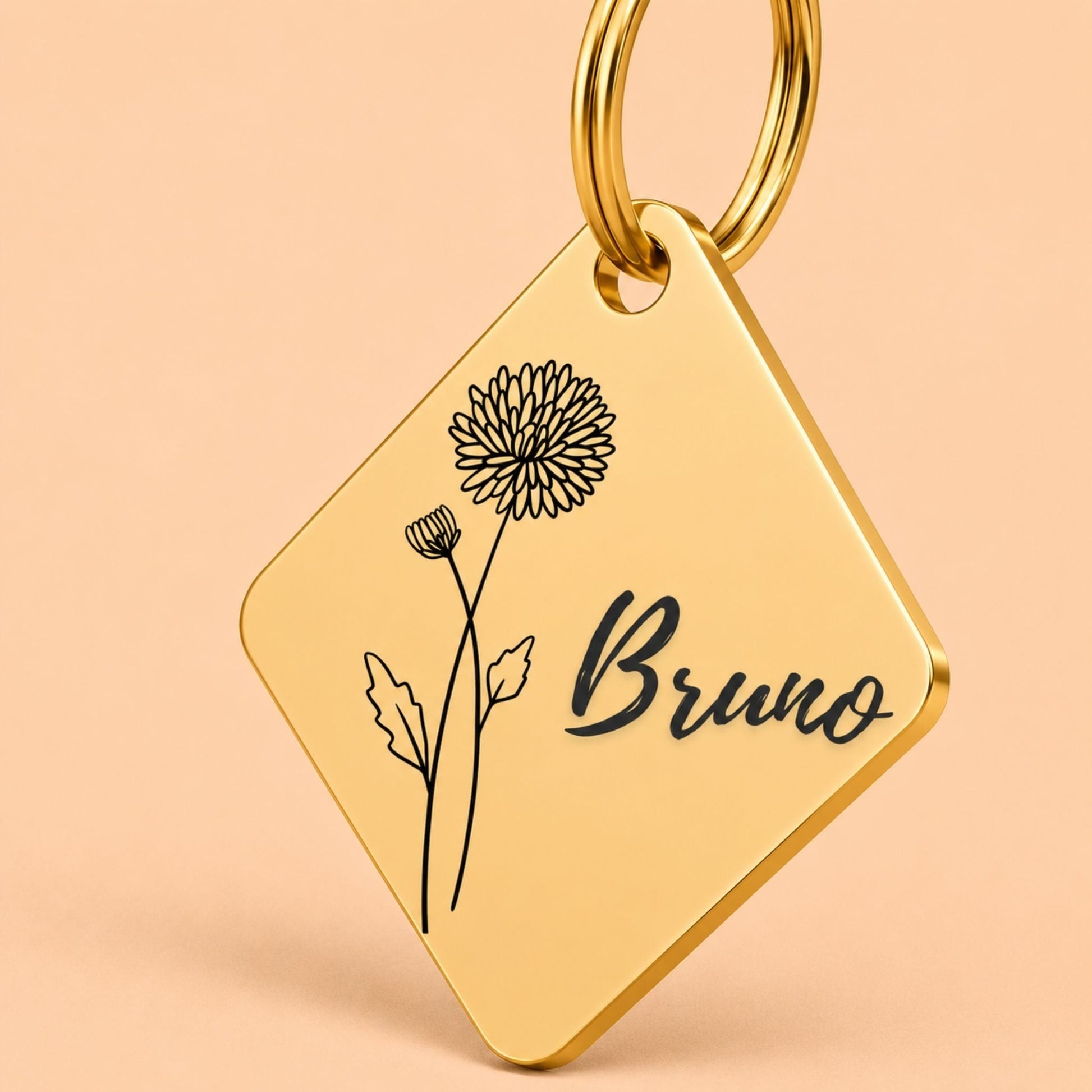 Birth Flower Dog Tag - Chrysanthemum Birth Flower Dog Tag, November