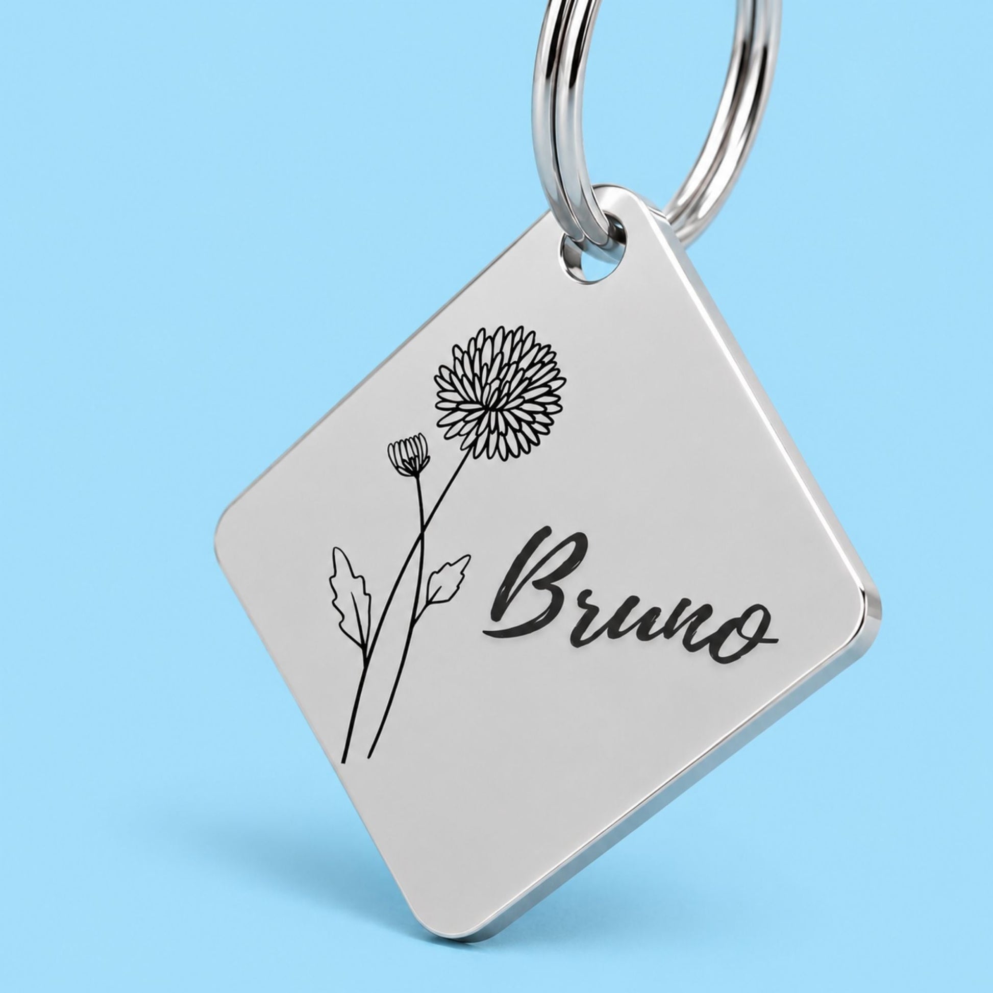 Birth Flower Dog Tag - Chrysanthemum Birth Flower Dog Tag, November
