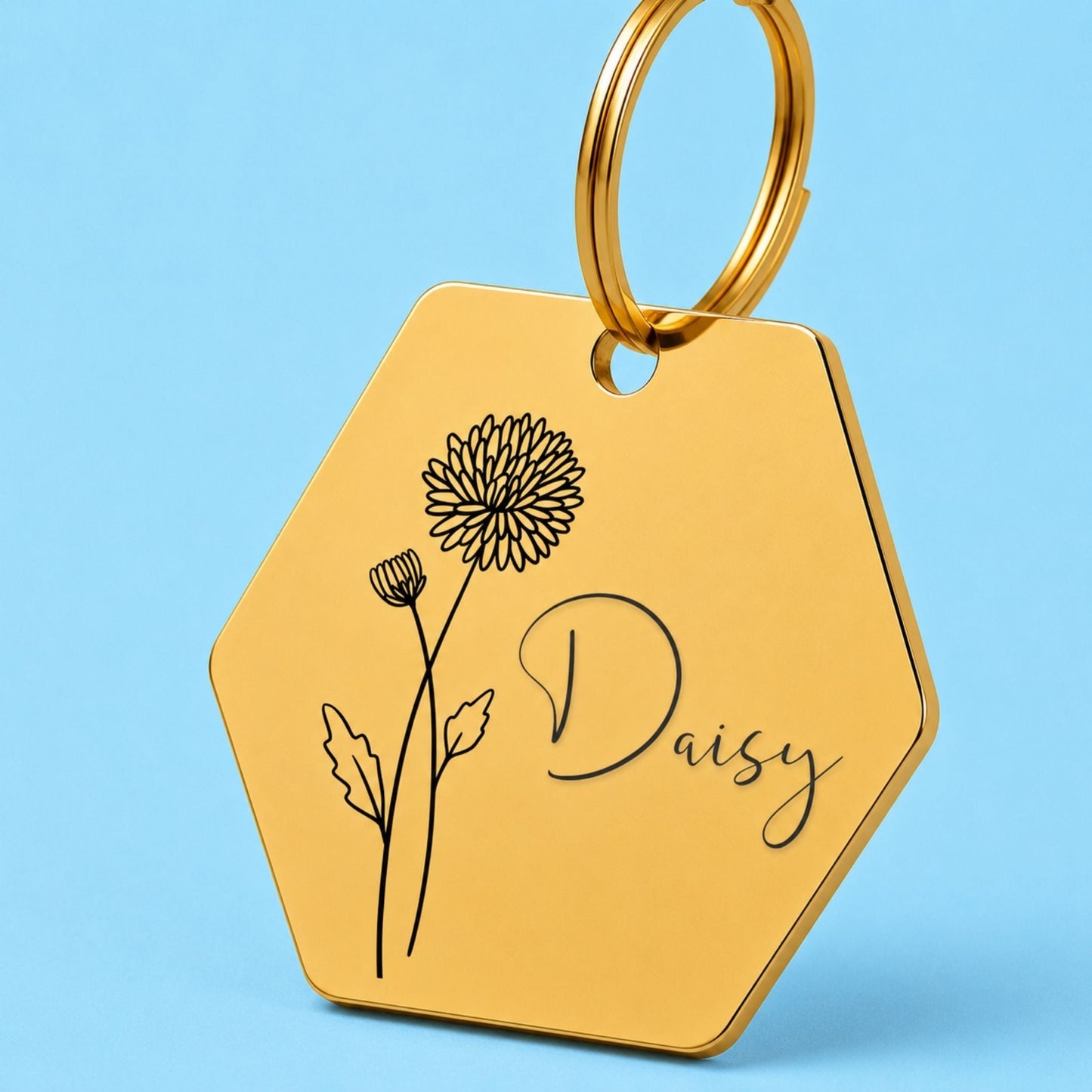 Birth Flower Dog Tag - Chrysanthemum Birth Flower Dog Tag, November