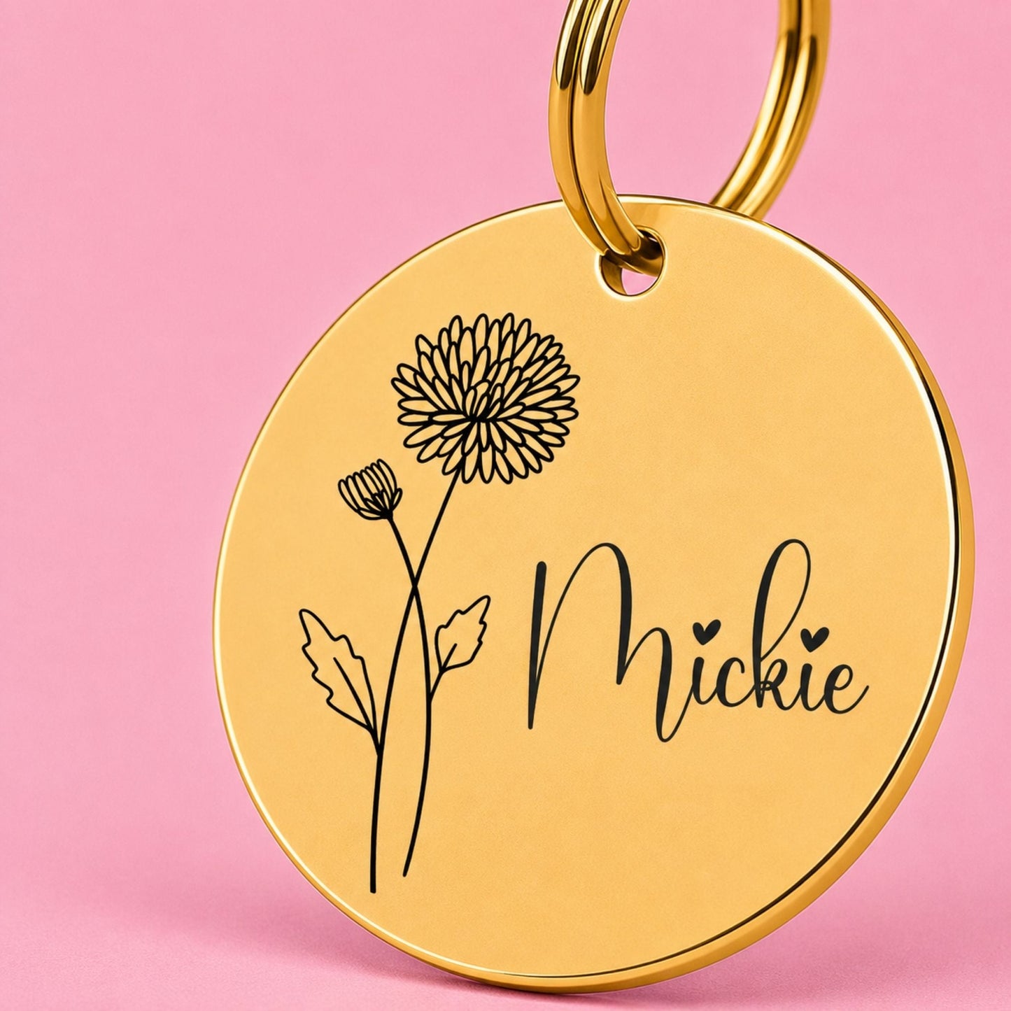 Birth Flower Dog Tag - Chrysanthemum Birth Flower Dog Tag, November