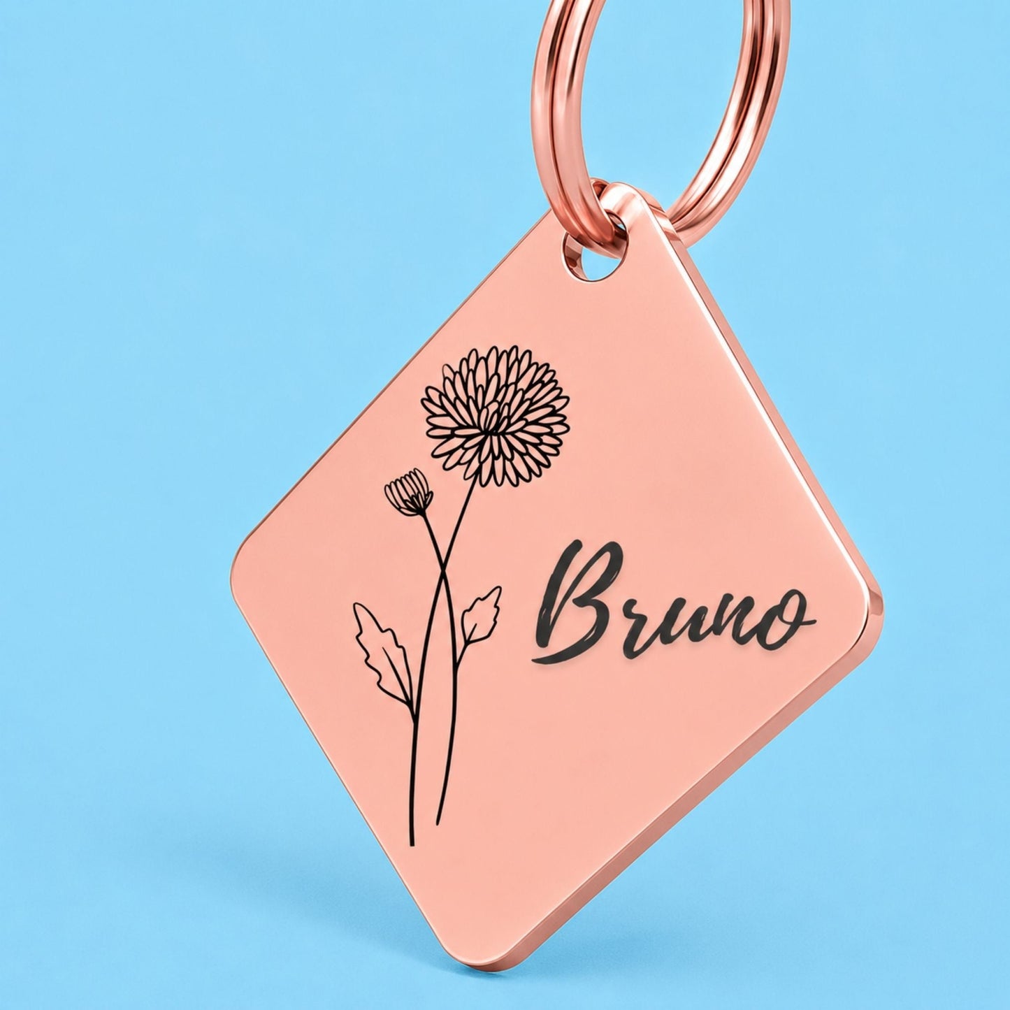 Birth Flower Dog Tag - Chrysanthemum Birth Flower Dog Tag, November