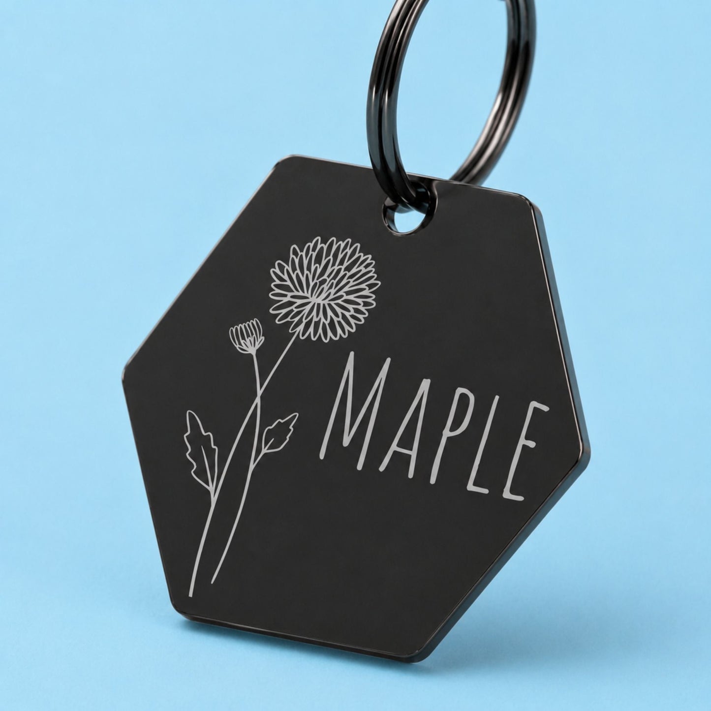 Birth Flower Dog Tag - Chrysanthemum Birth Flower Dog Tag, November