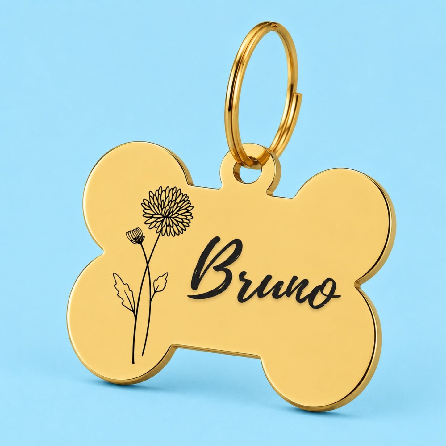 Birth Flower Dog Tag - Chrysanthemum Birth Flower Dog Tag, November