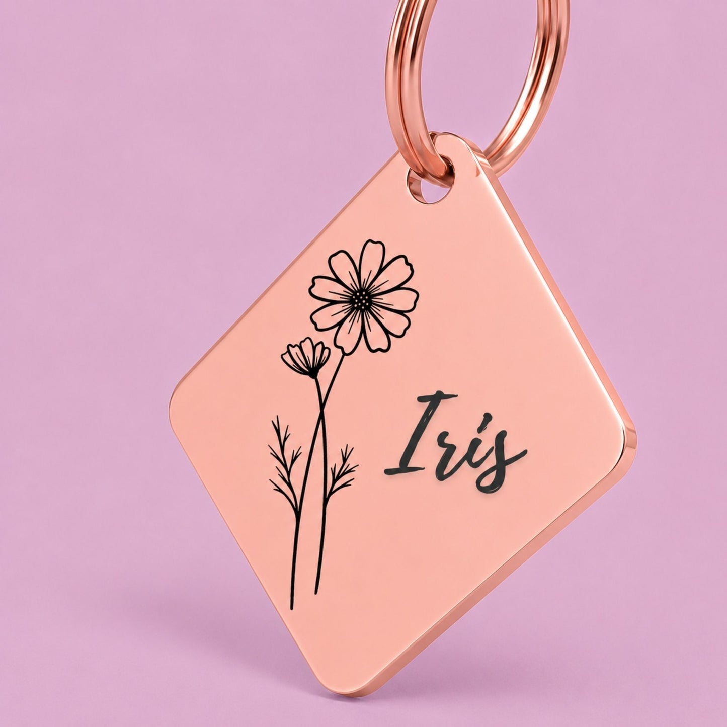 Birth Flower Dog Tag - Cosmos Birth Flower Dog Tag, October