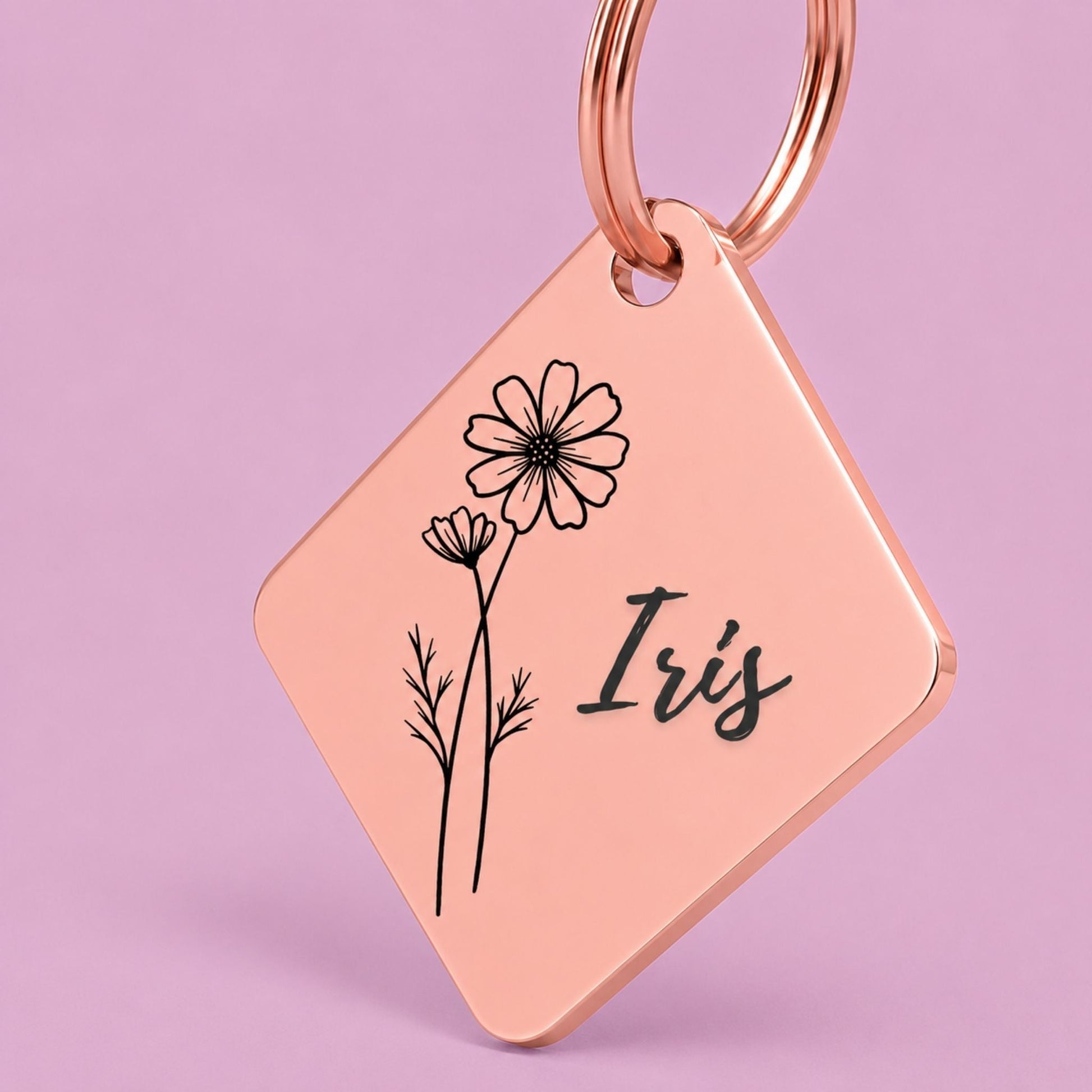 Birth Flower Dog Tag - Cosmos Birth Flower Dog Tag, October