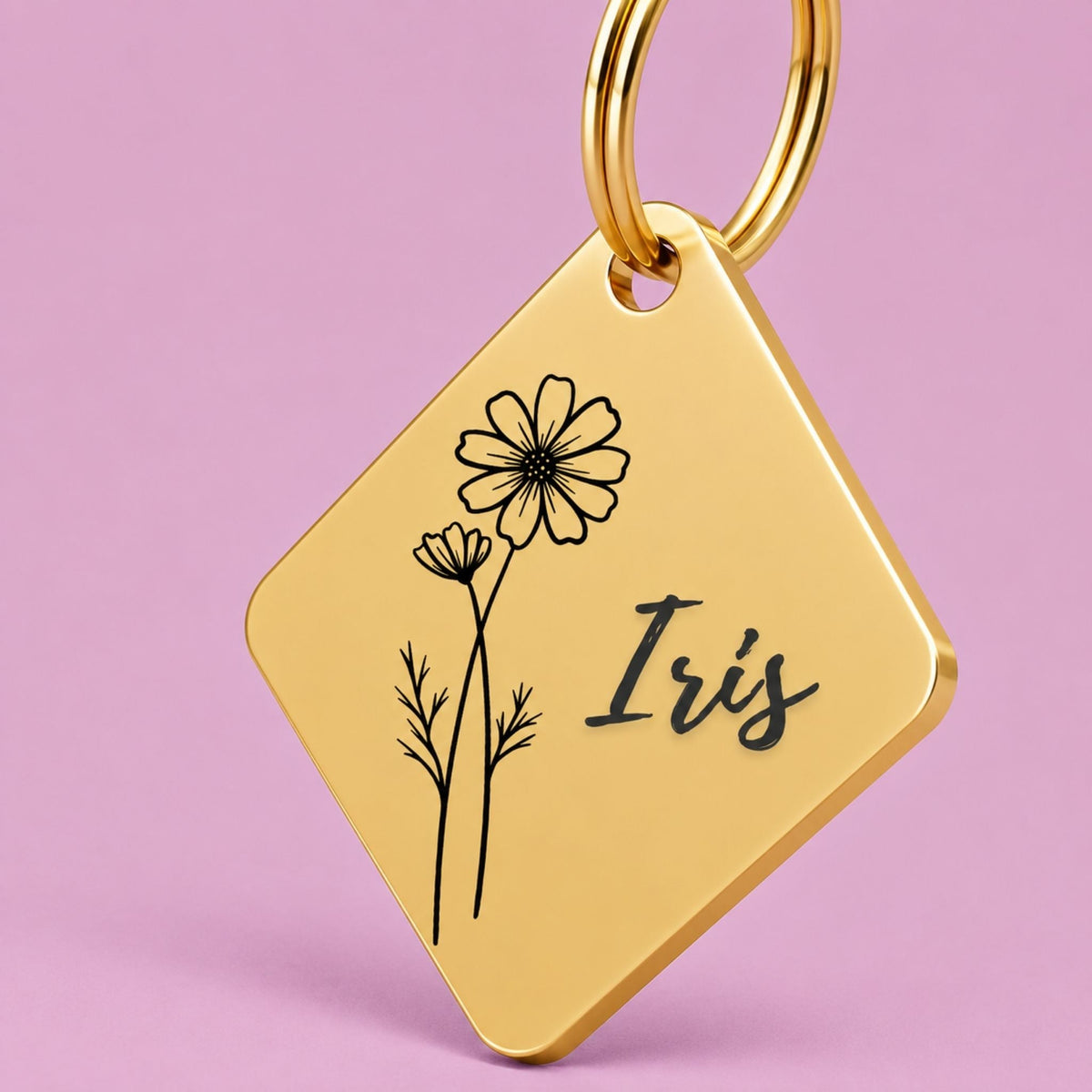 Birth Flower Dog Tag - Cosmos Birth Flower Dog Tag, October