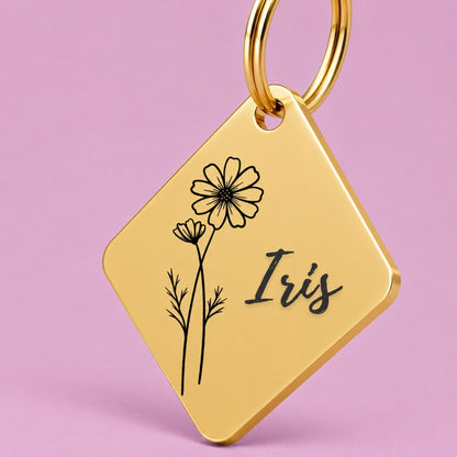 Birth Flower Dog Tag - Cosmos Birth Flower Dog Tag, October